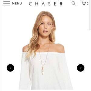 NWT Chaser White Rice Off Shoulder Top with Bell Sleeves Size Small